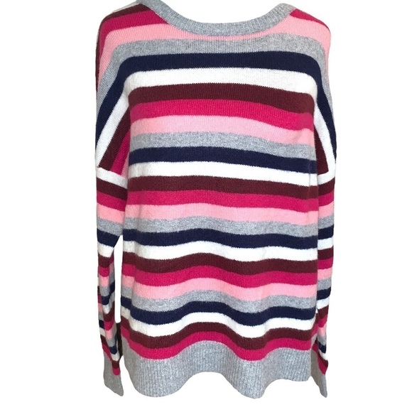 Court & Rowe Striped Wool Blend Sweater Pink White Black Size Small - Picture 1 of 6